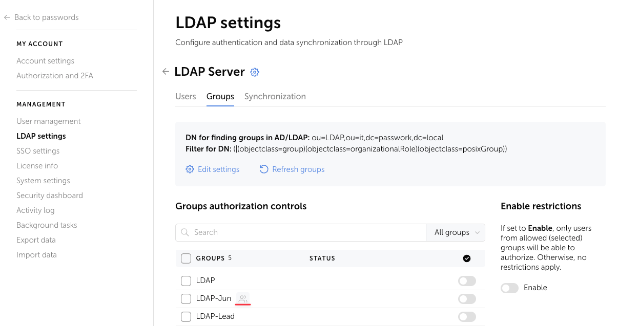 Symbol zum Anzeigen der Benutzer in der Gruppe