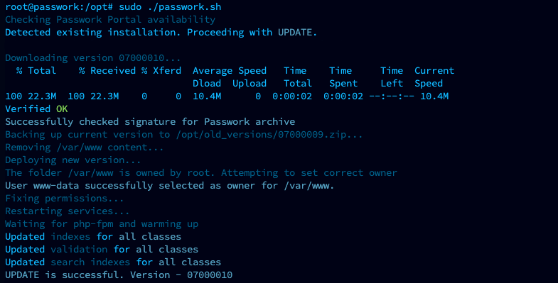 Beispiel einer erfolgreichen Skriptausführung
