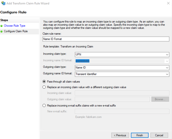 Beispiel für die Konfiguration einer Name-ID-Anspruchsregel