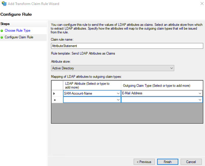 Beispiel für die Konfiguration eines Anspruchsattributs