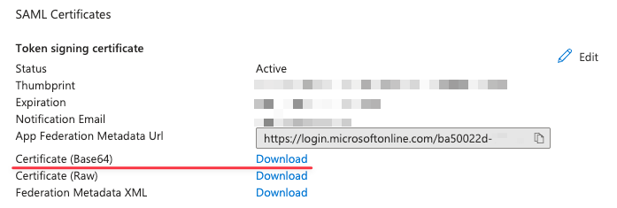 Öffentliches SSL-Zertifikat von Microsoft Entra ID im base64-Format abrufen