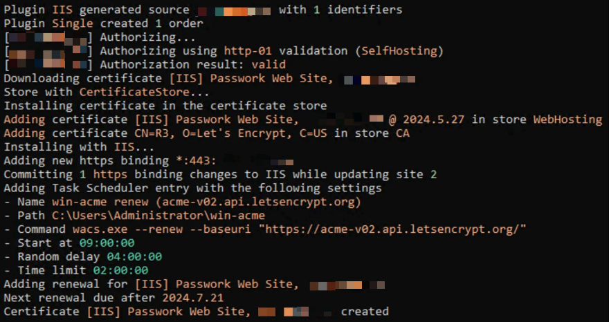 Beispiel für die Ausstellung eines SSL-Zertifikats für die Passwork-Website