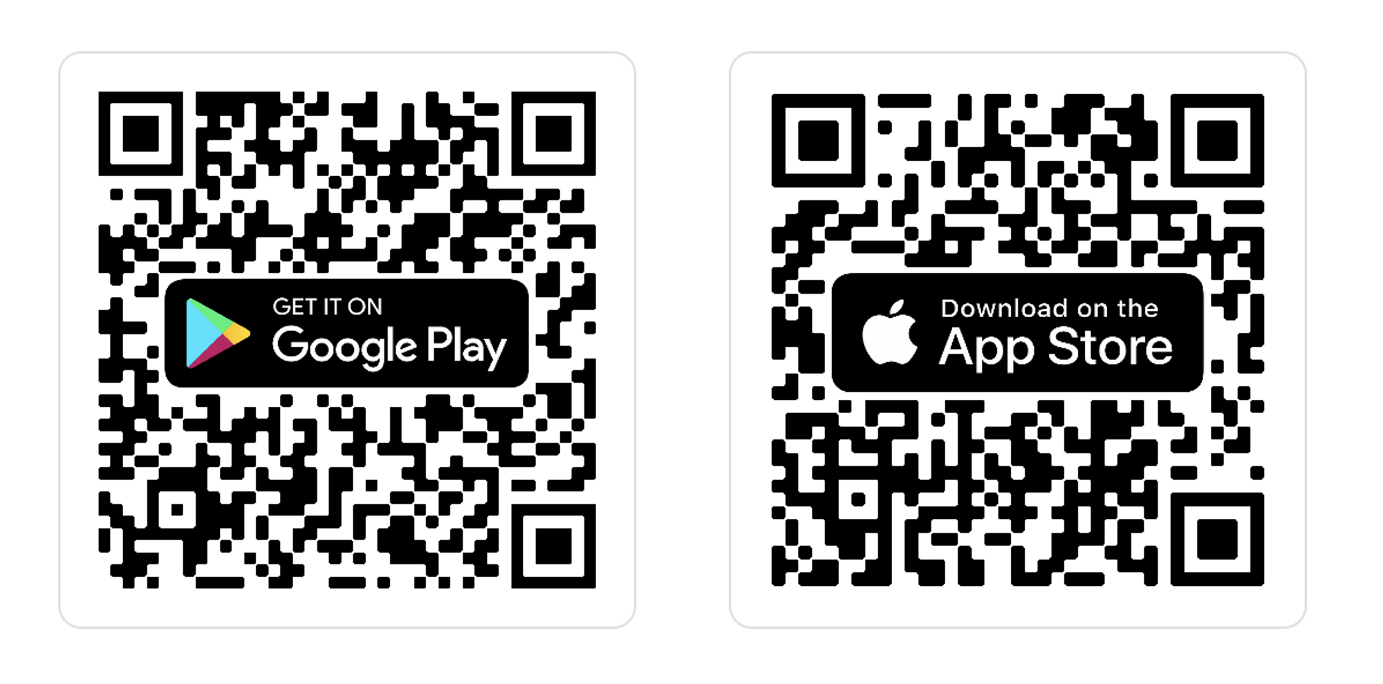 Códigos QR para descargar las aplicaciones móviles