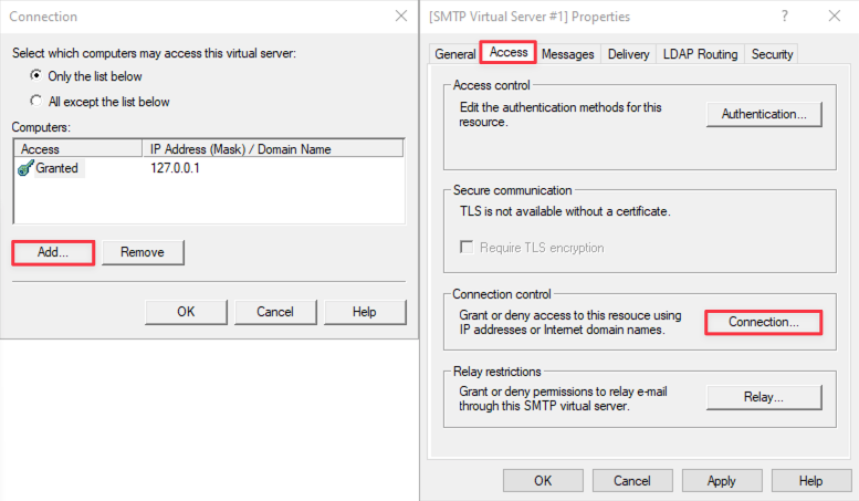 Añadir 127.0.0.1 a las conexiones permitidas