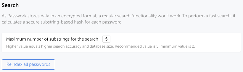Reindexación de contraseñas