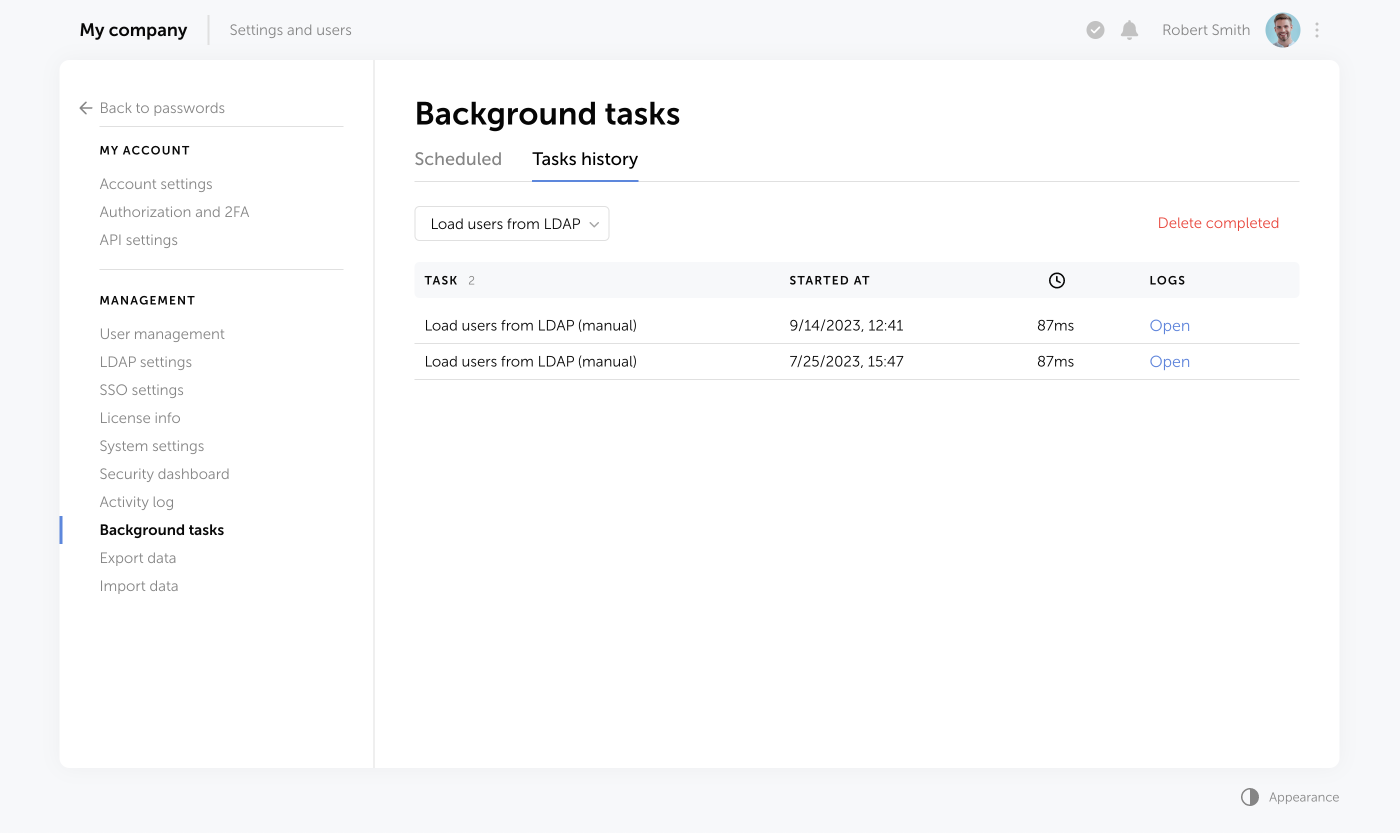 Searching password by browser extension