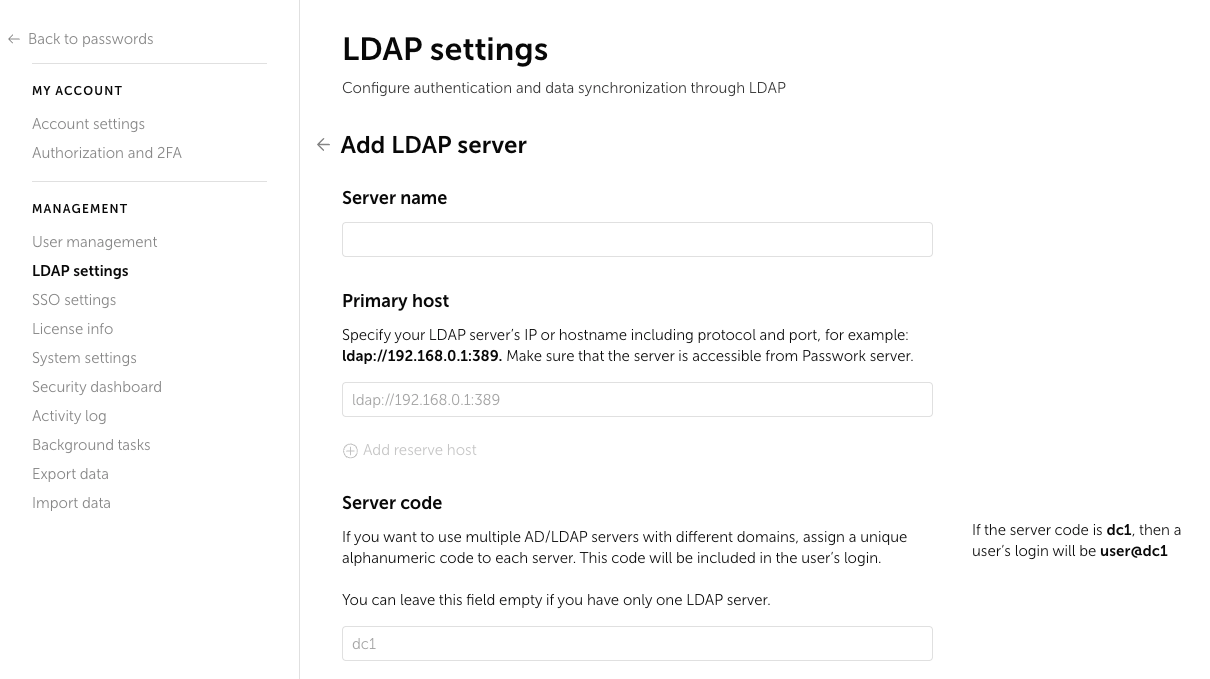 Adding LDAP connection