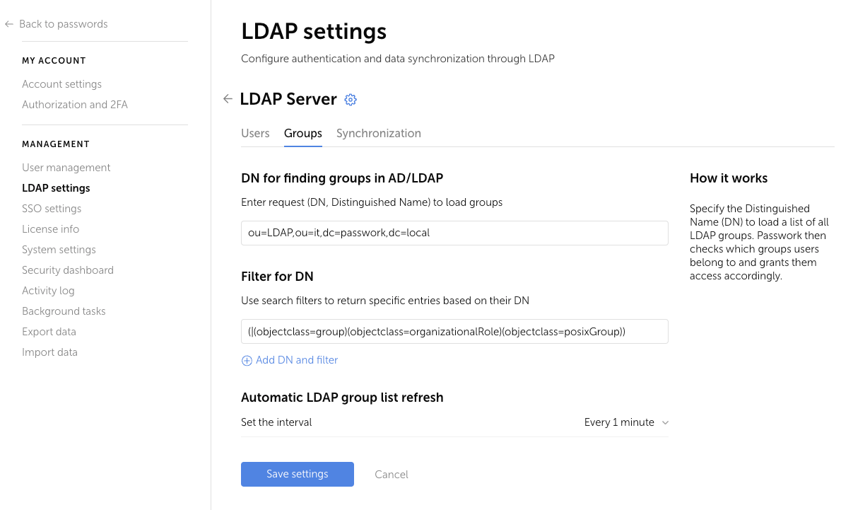 Adding additional DN and filter