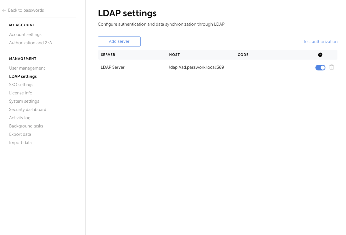 LDAP Settings Tab