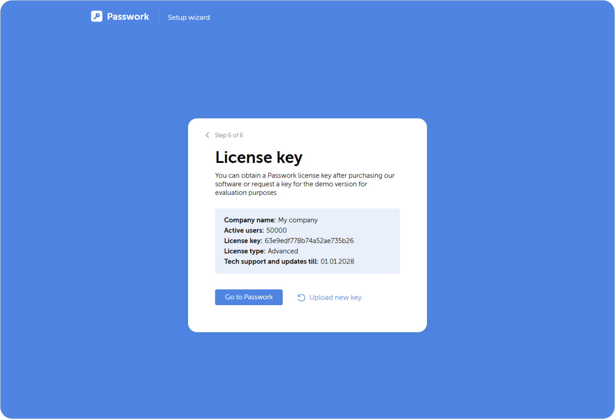 Downloading Passwork license key