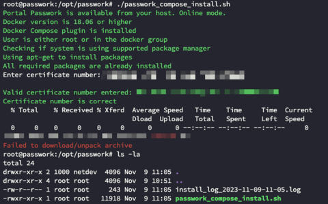 Example of receiving an error during script execution