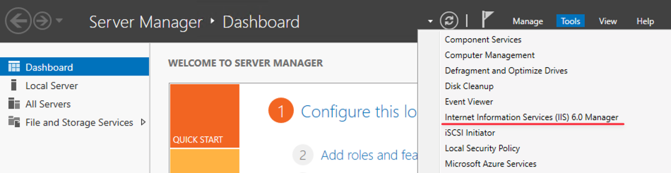 Open IIS 6.0 Manager