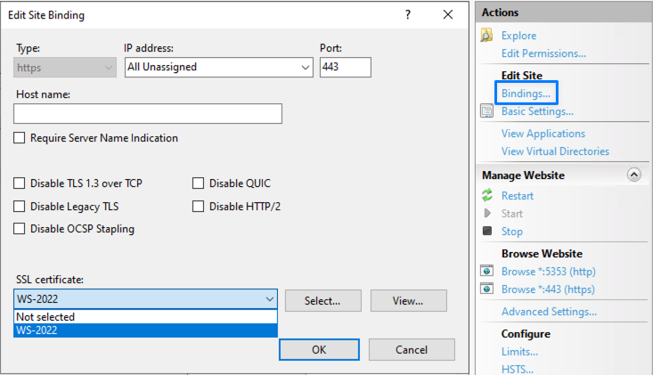 Changing from self-signed certificate to imported
