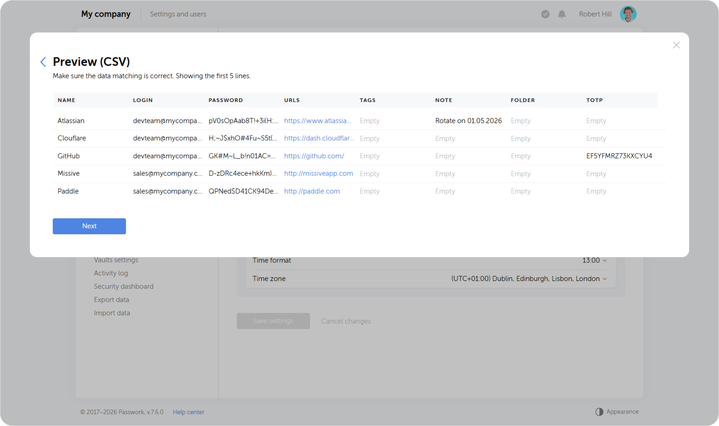 Import — mapping verification