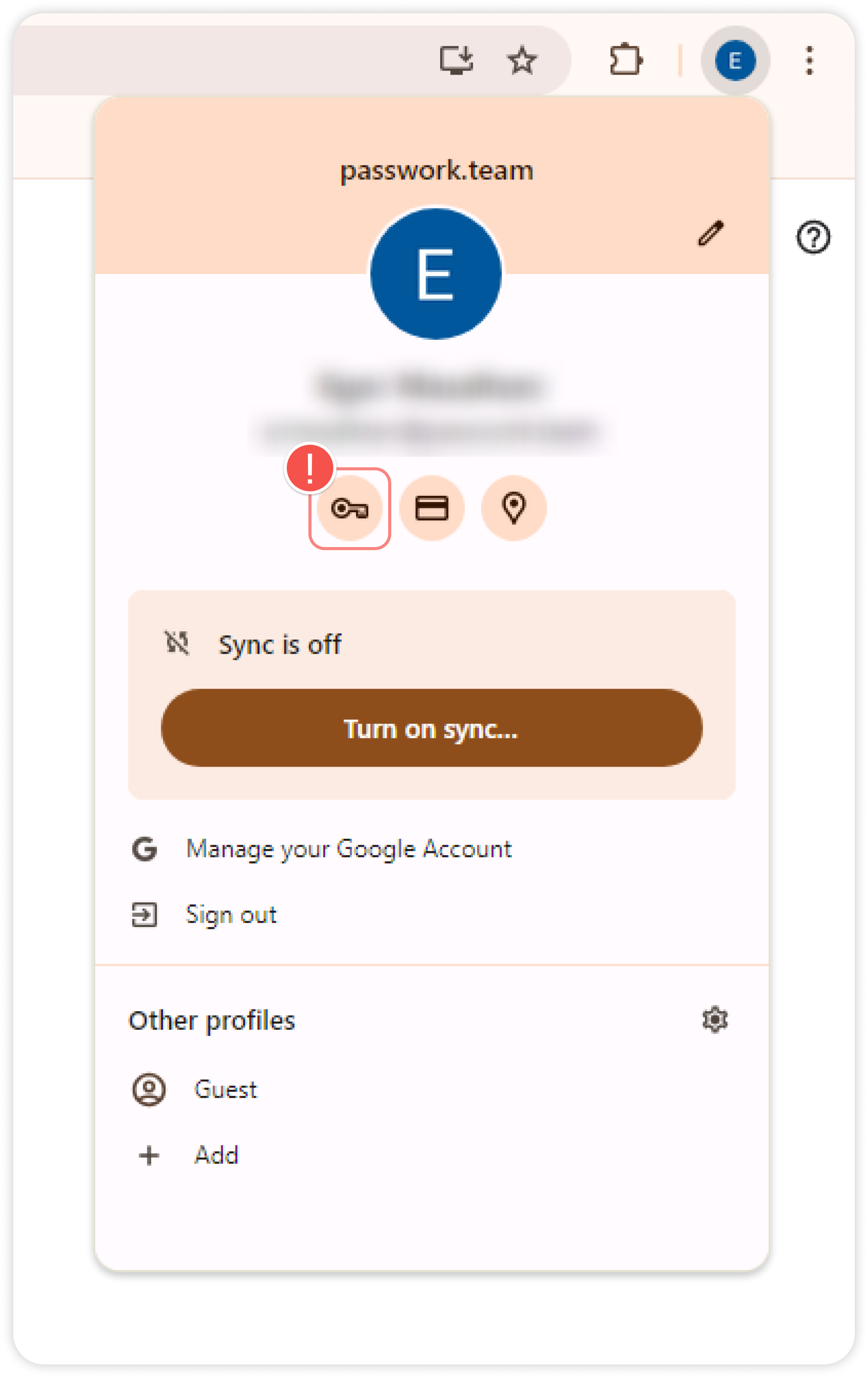Chrome password manager access