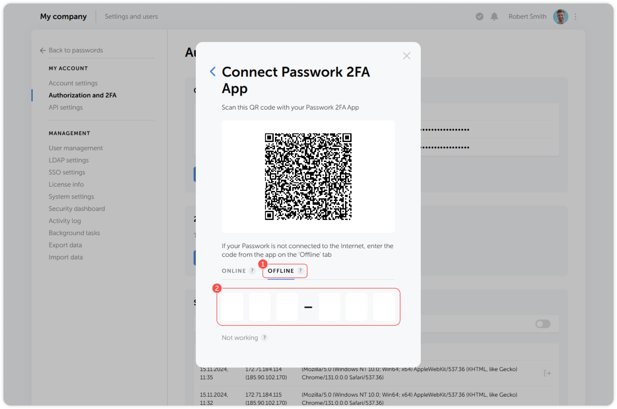 Offline 2FA setup