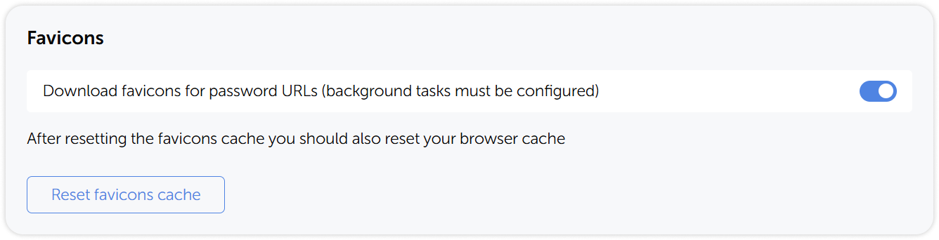 Favicons settings