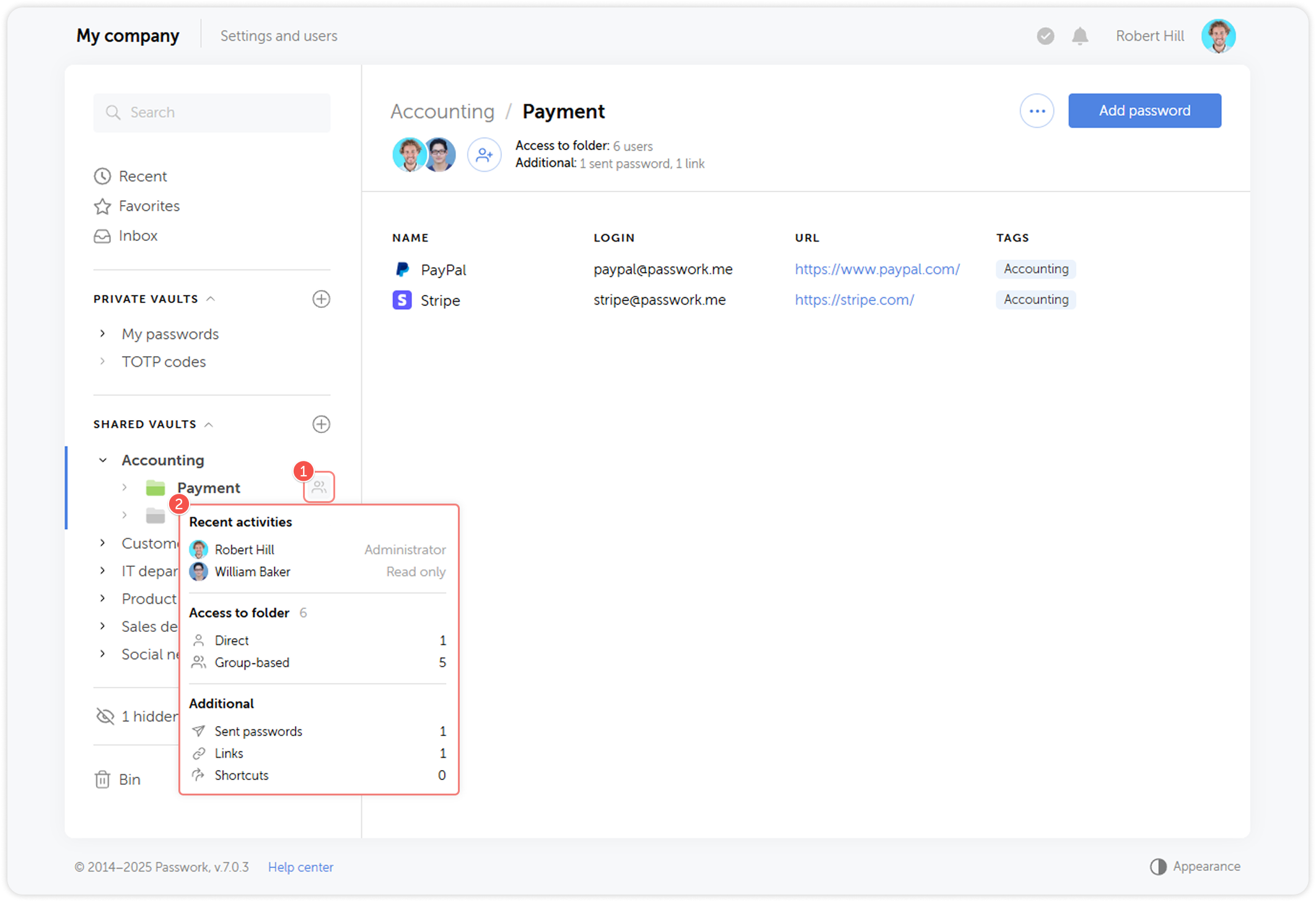 Folder access quick view