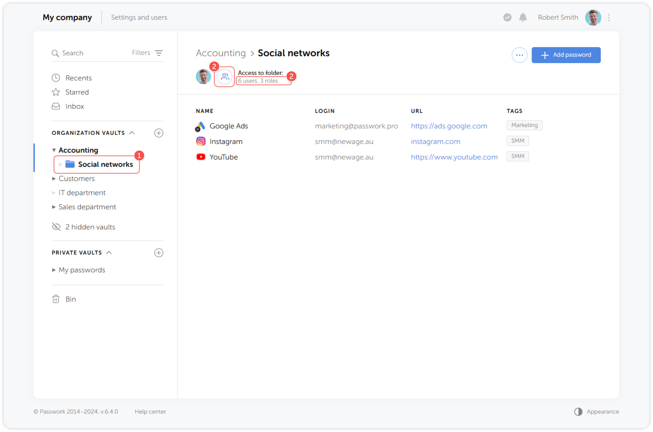 Folder control panel