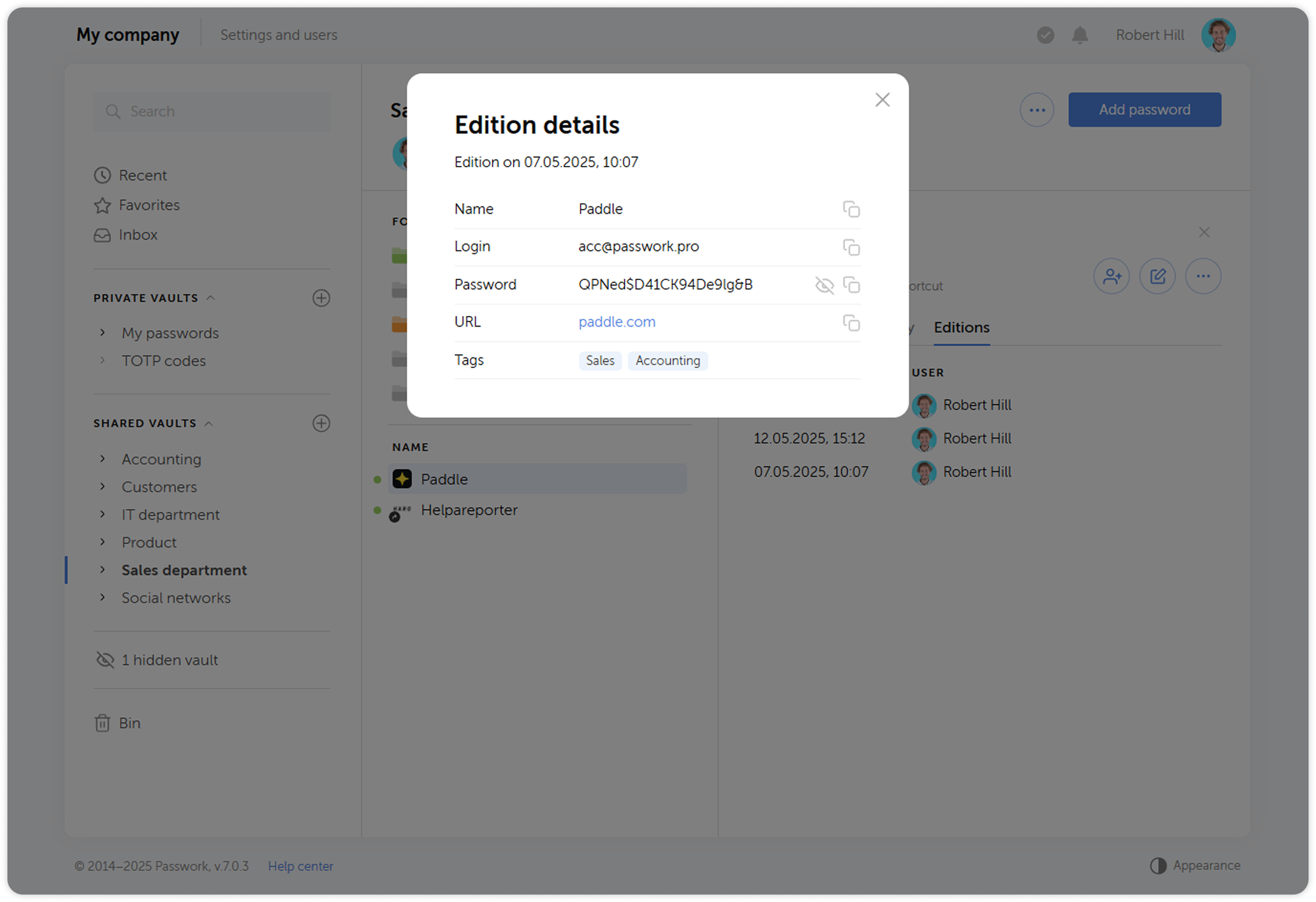 Password change history