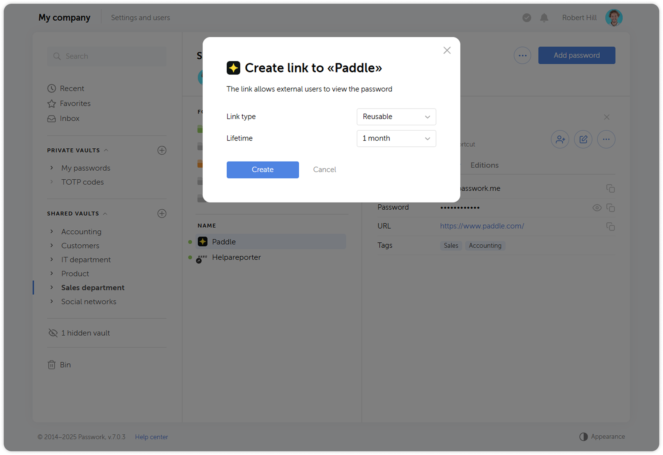 Link creation settings