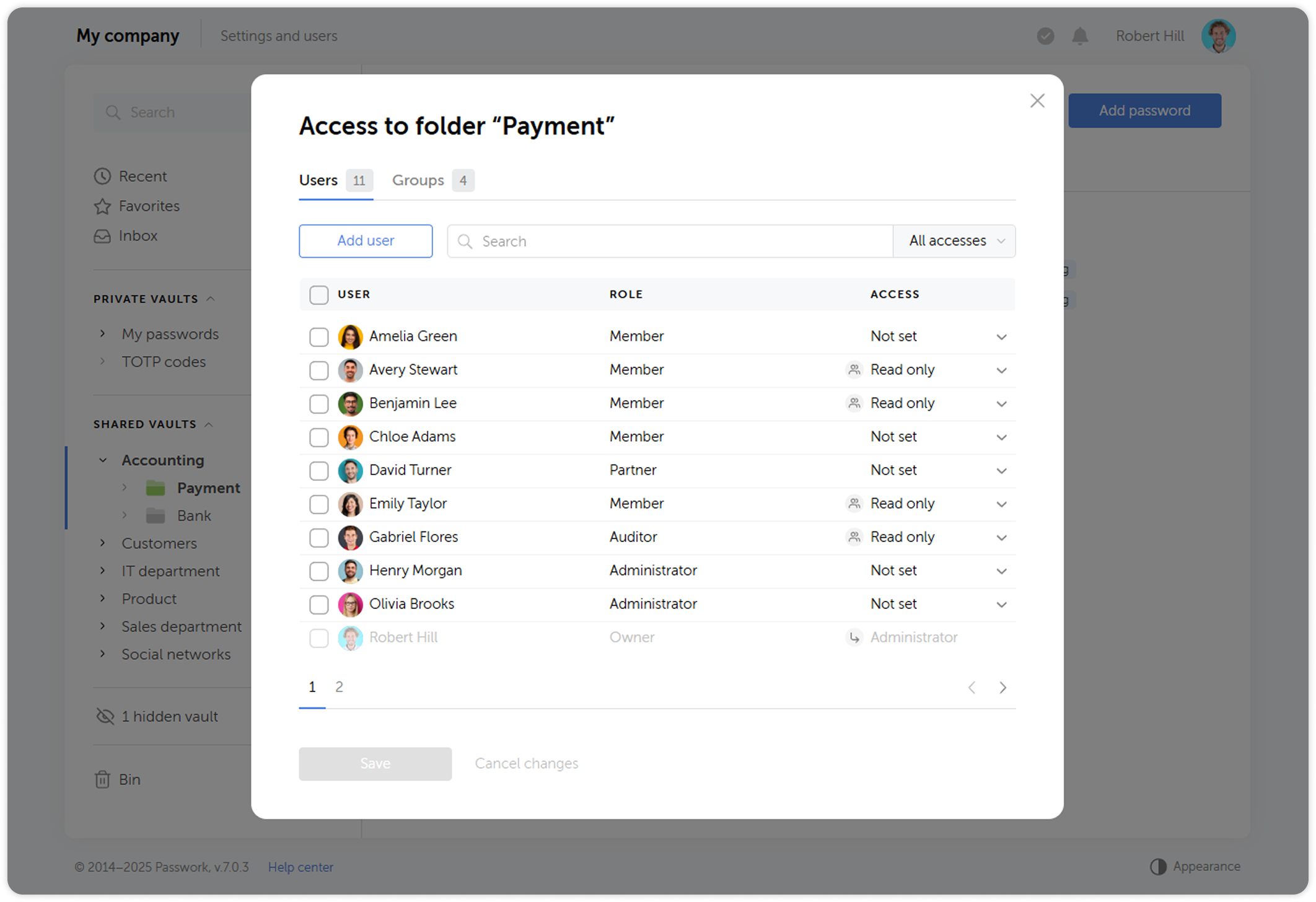 Users and Groups dashboard
