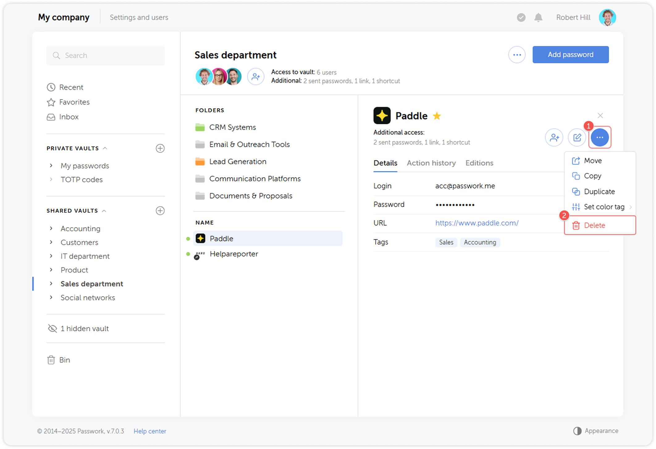 Delete password option