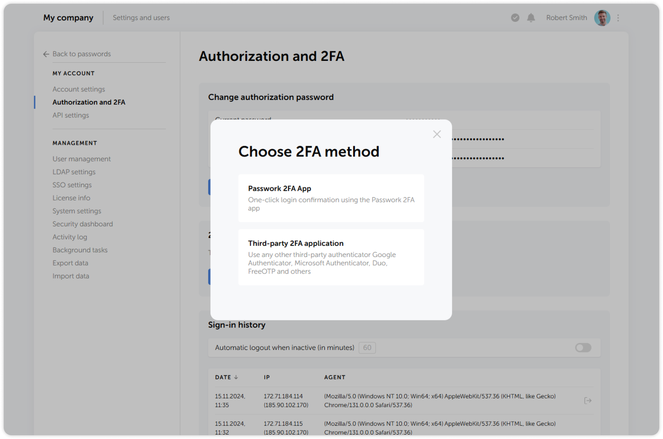 Choose 2FA app
