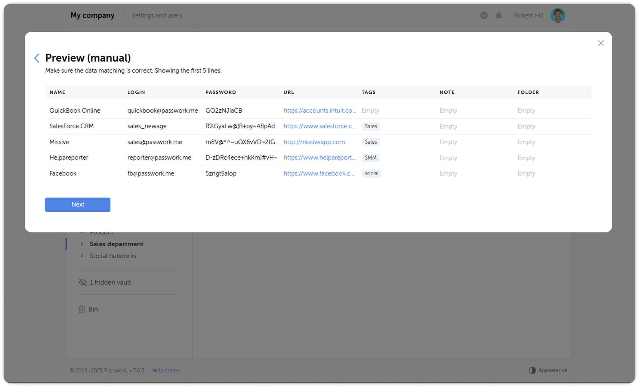 Verification of field matching