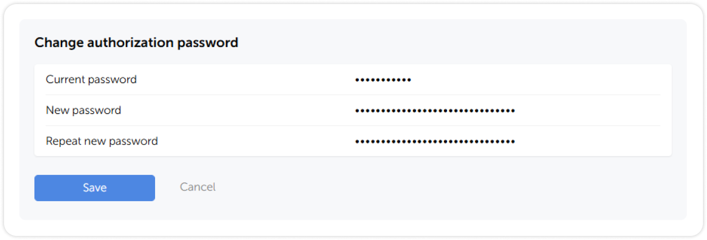Change authorization password