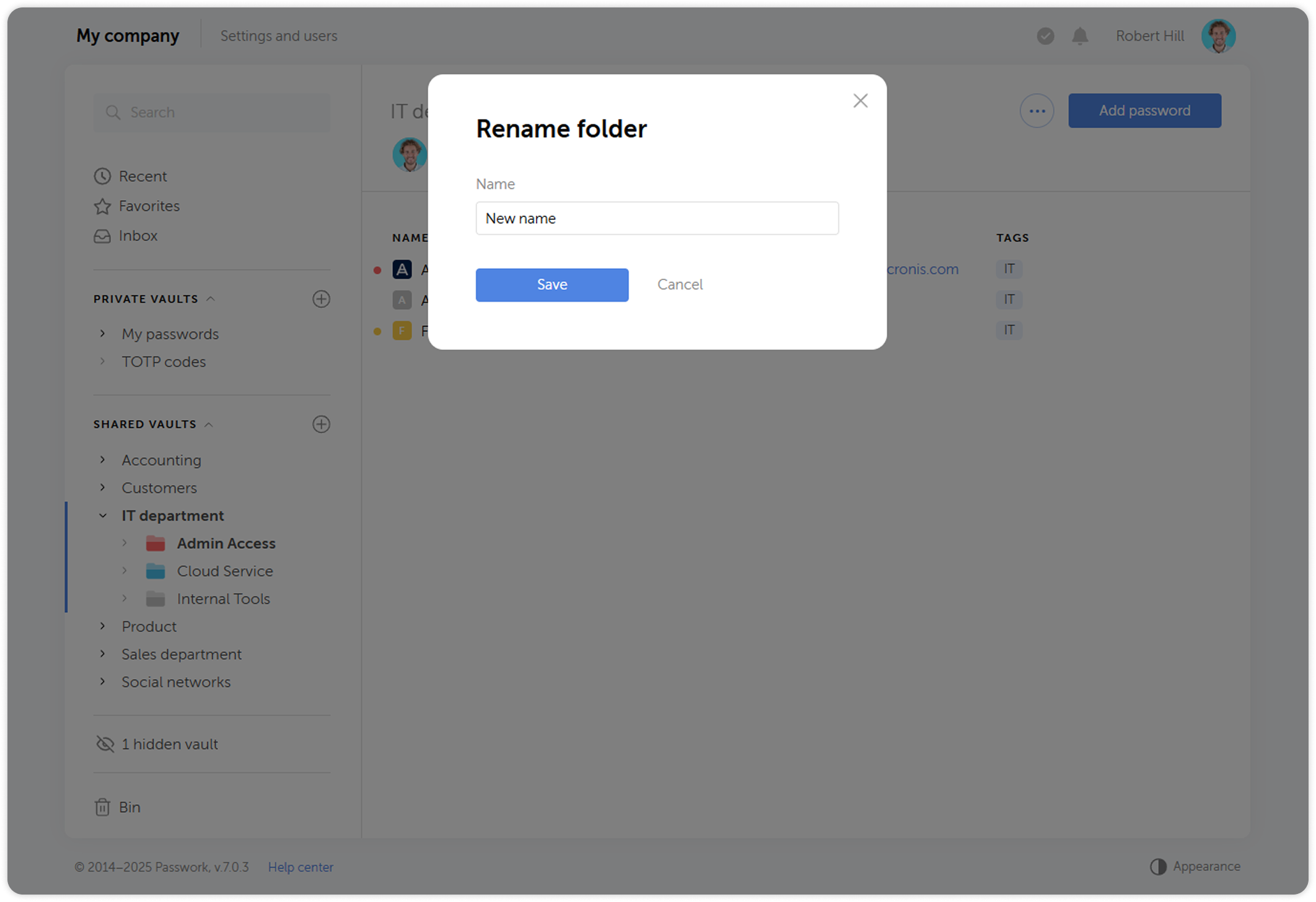 Rename folder dialog
