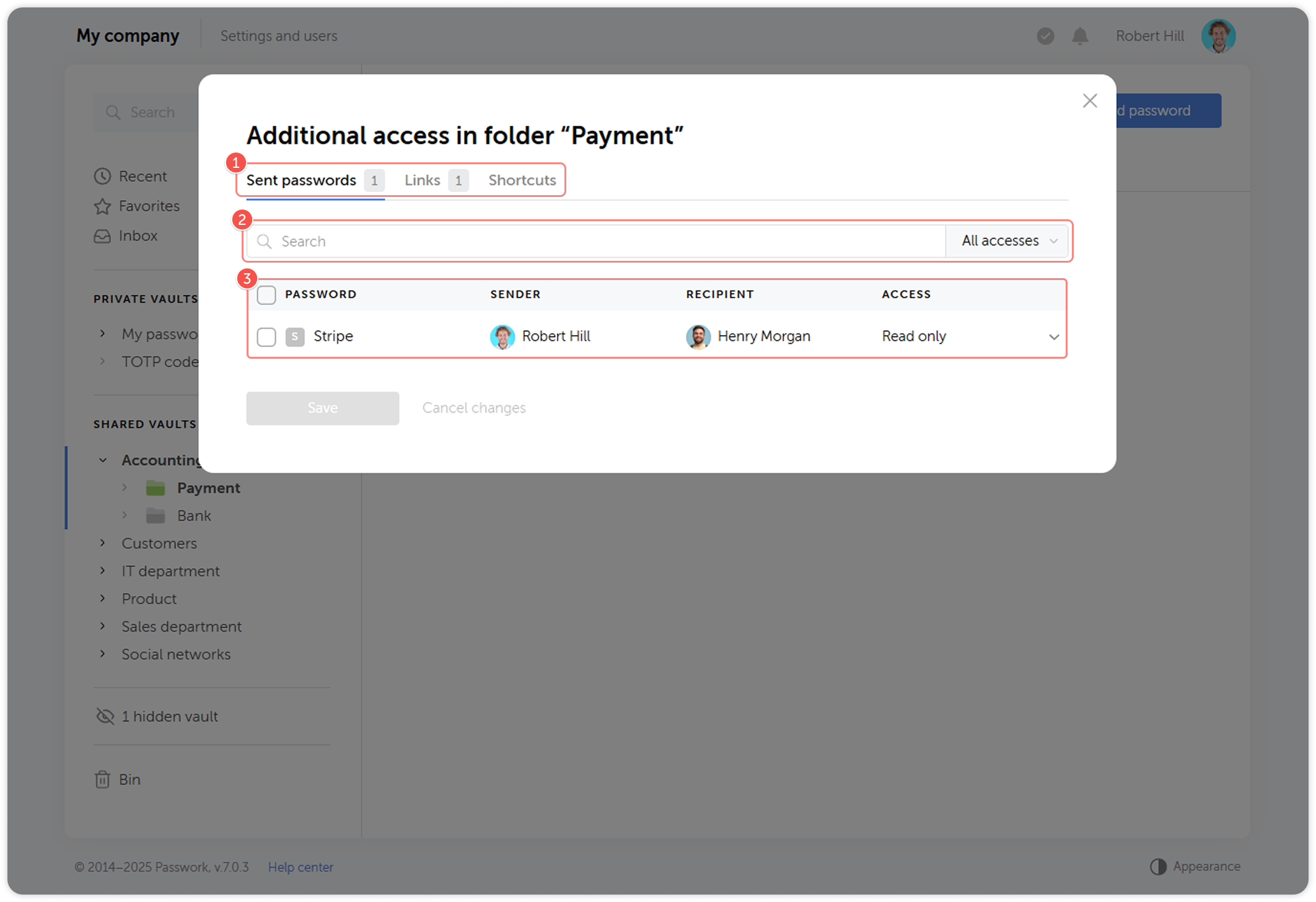Additional access dashboard interface