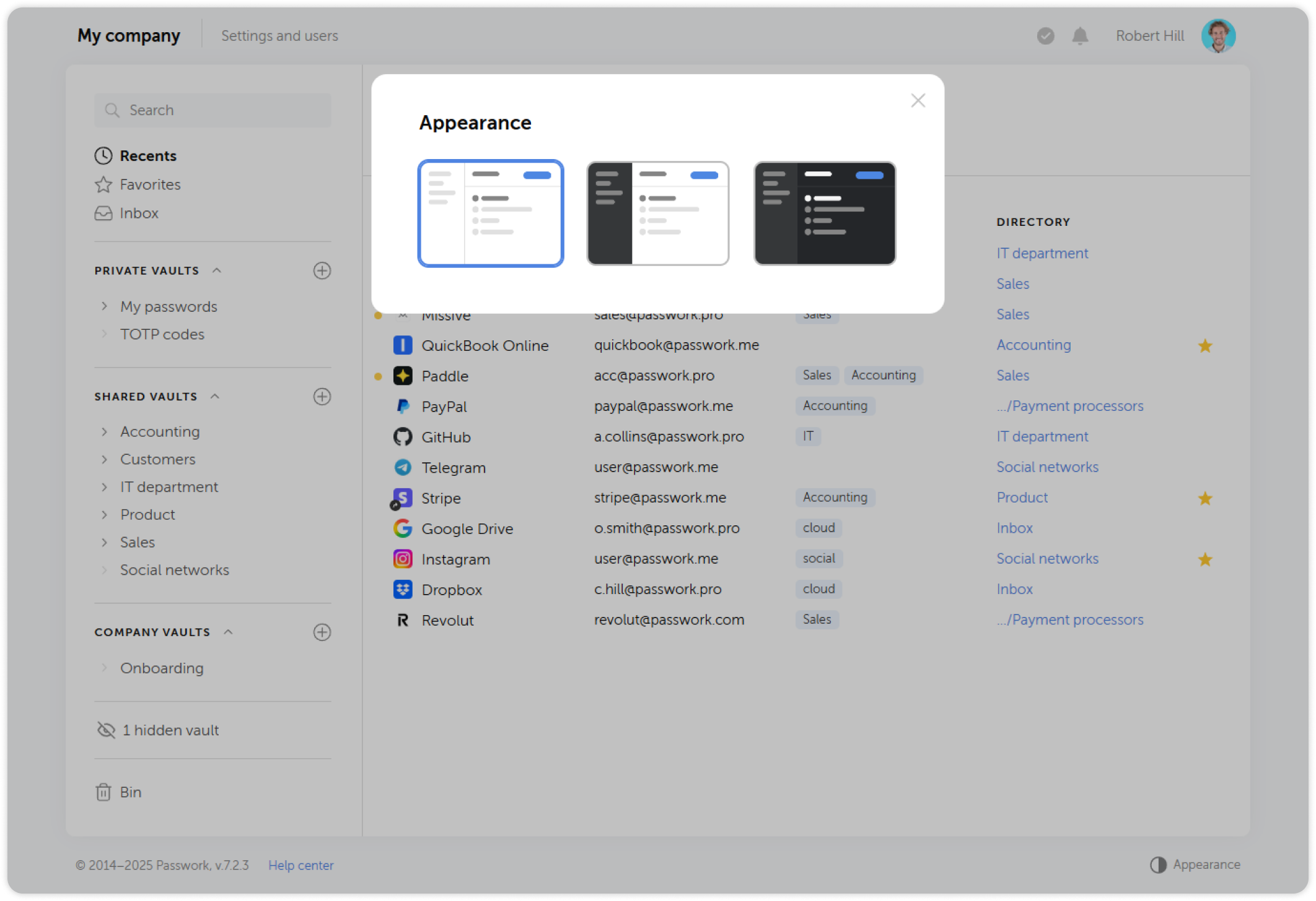 Auswahl des Erscheinungsbilds