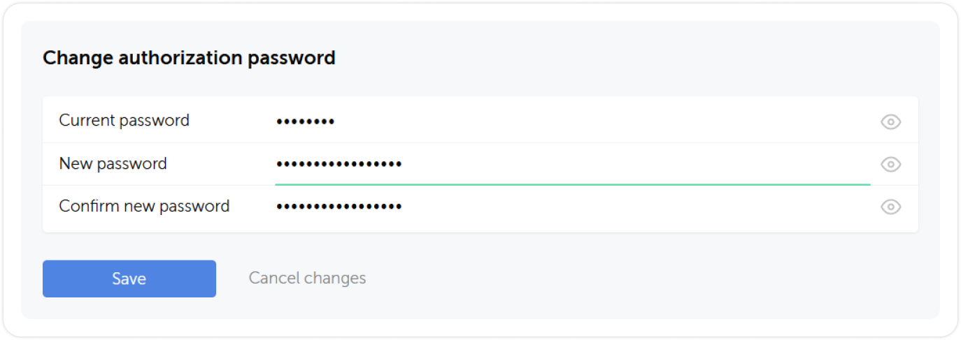 Change authorization password