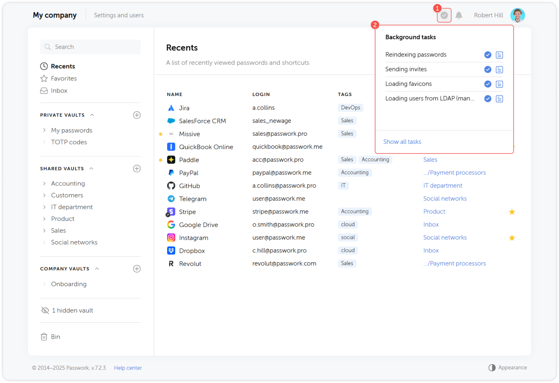 Icono de tareas en segundo plano