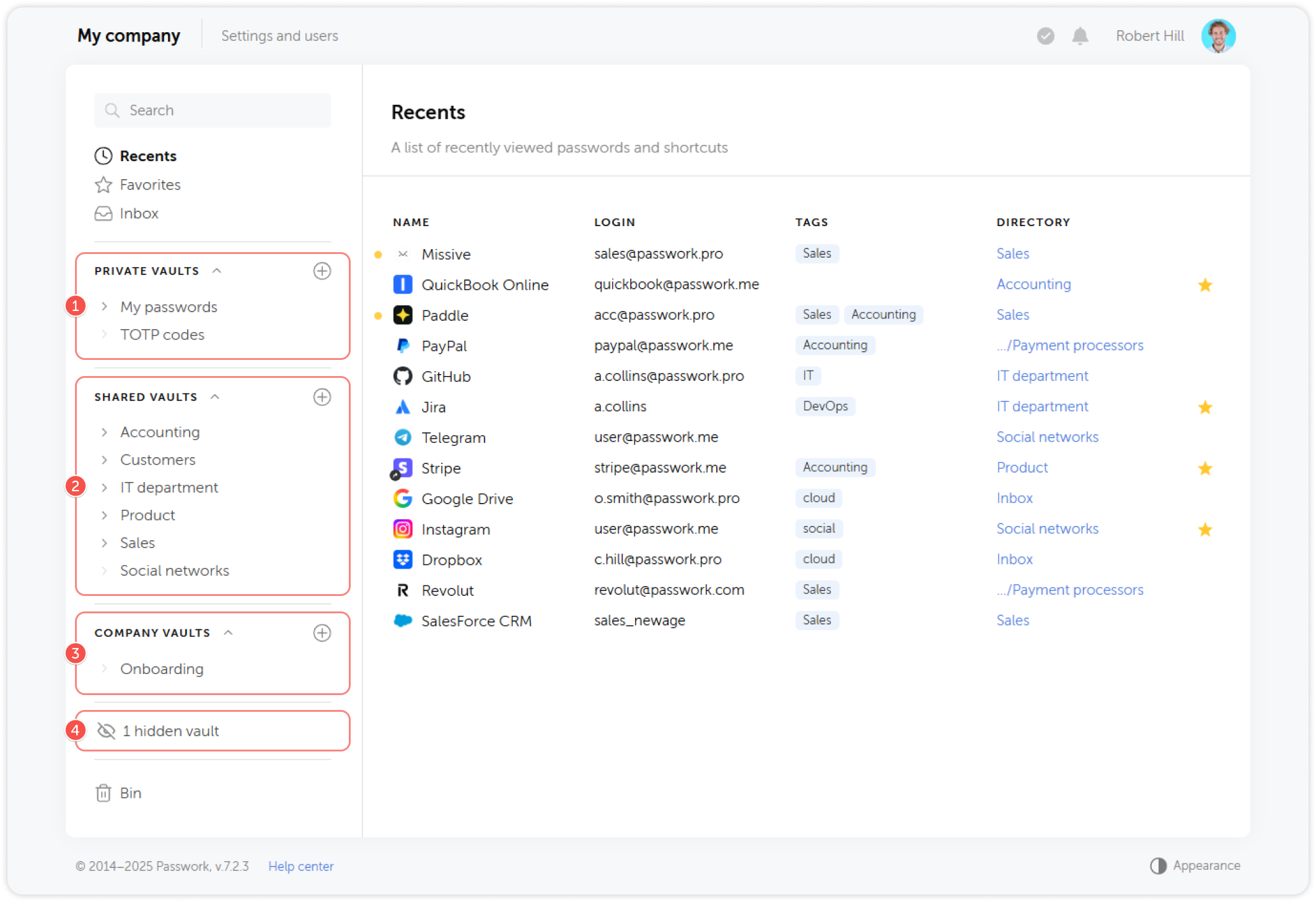 Tresore im Navigationsbereich