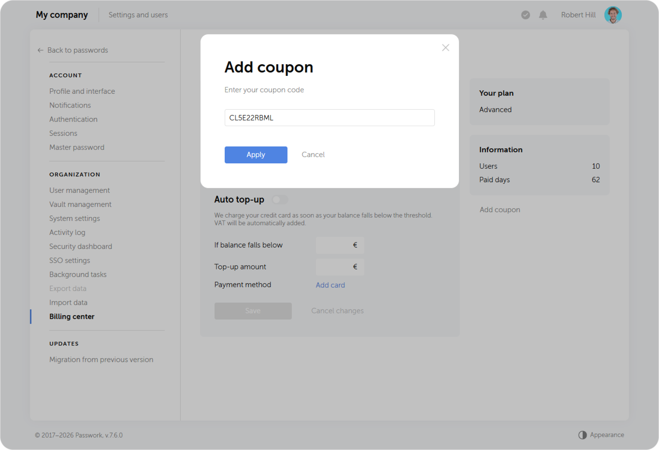 Paste the previously copied coupon in the pop-up window.