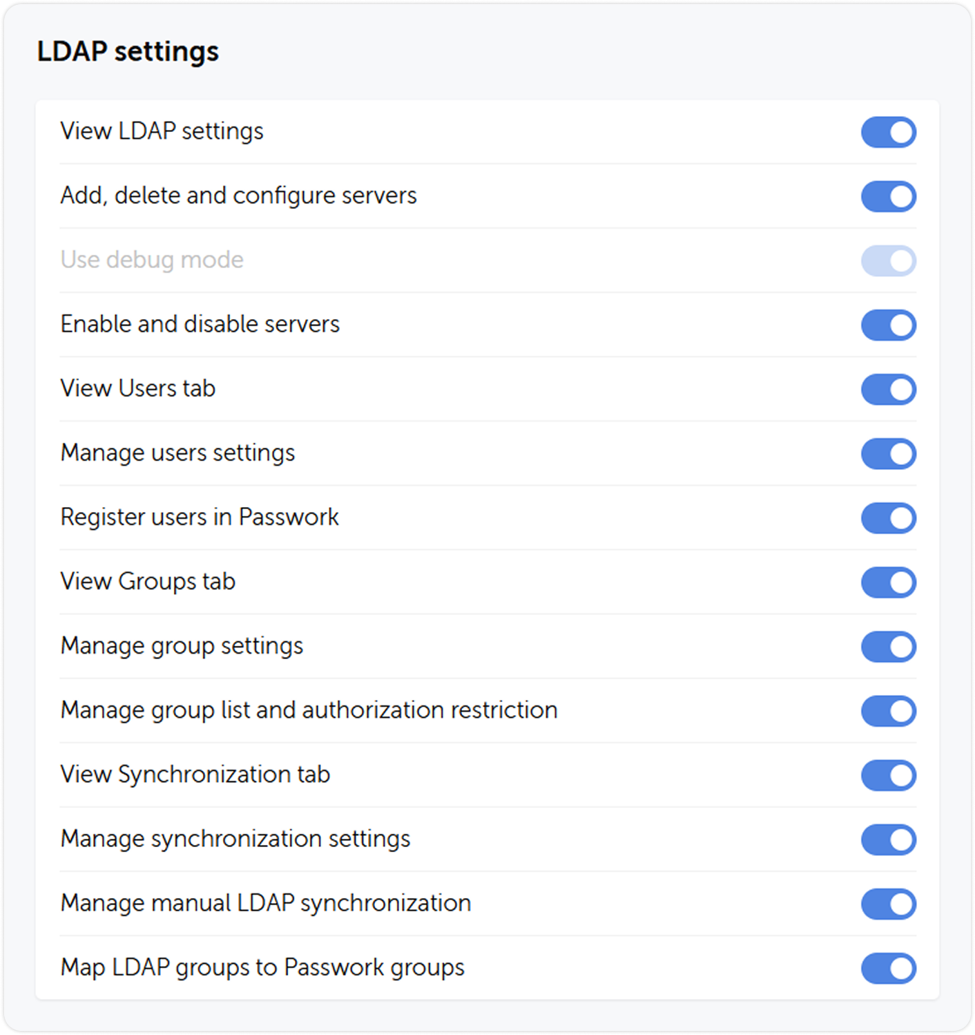 LDAP settings permissions