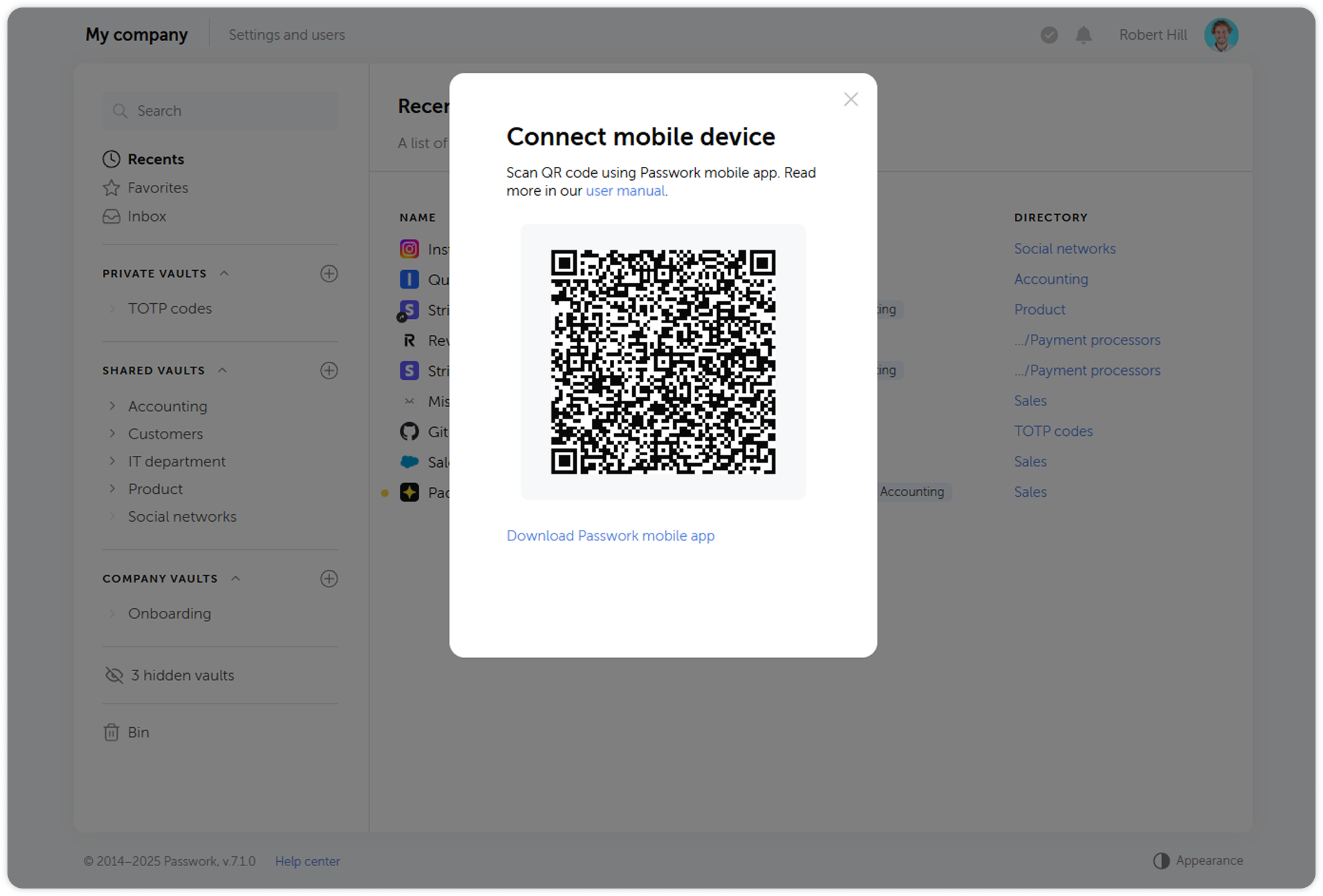 QR code authorization window