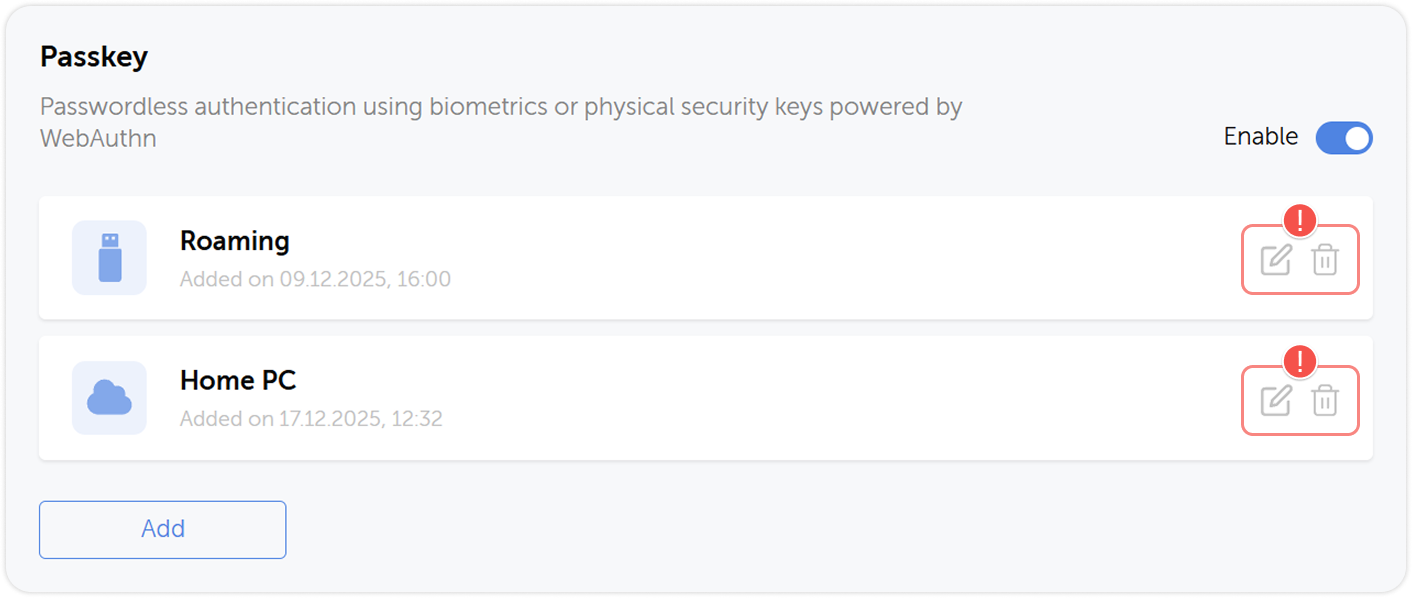 Change authorization password