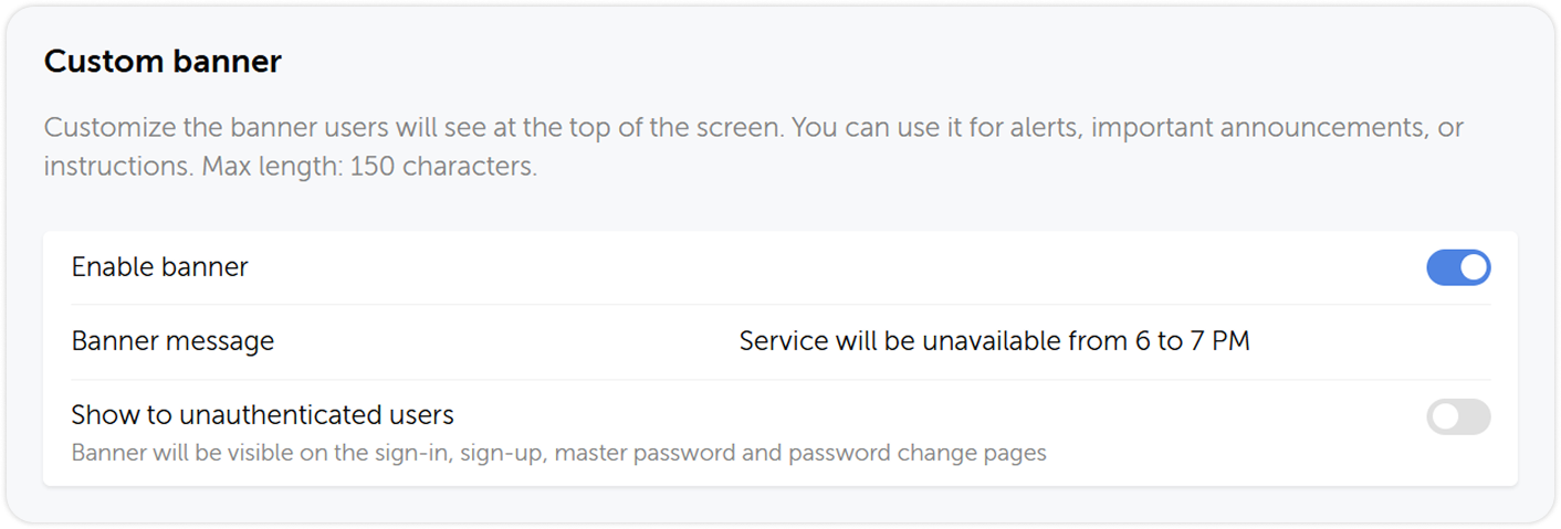 Custom banner settings