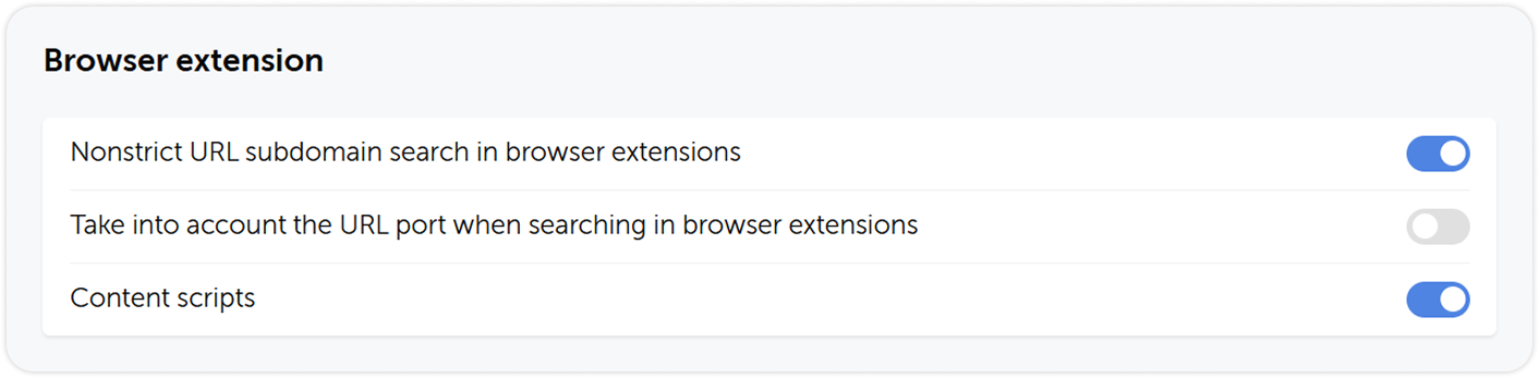 Browser extension settings